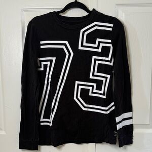 NWOT Roots Black Long Sleeve Graphic Tee with White '73’ Print